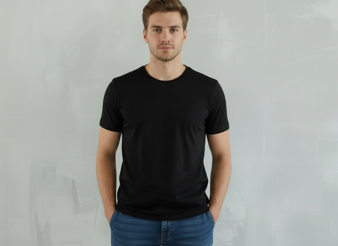 Man wearing a blank t-shirt